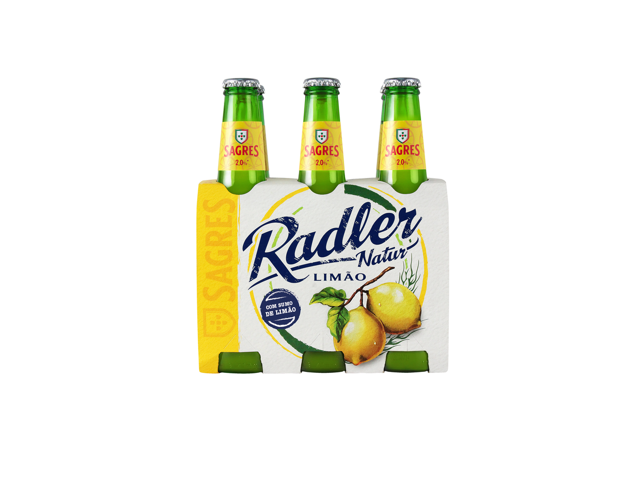 Pack de quatro Sagres Radler Natur Limão.