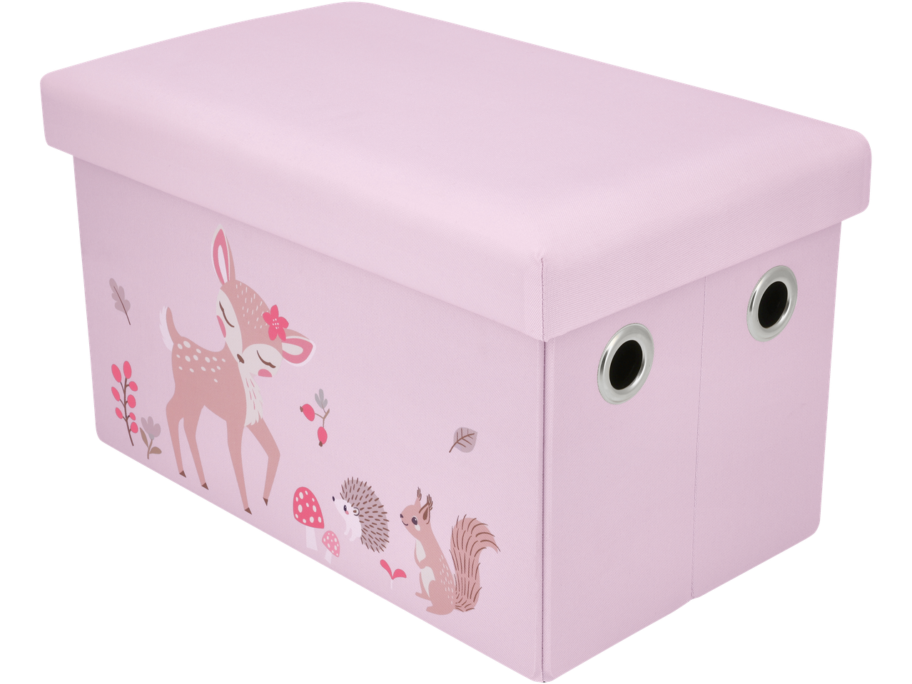 Lupilu roze opbergbox voor kinderen met bosdierenprint