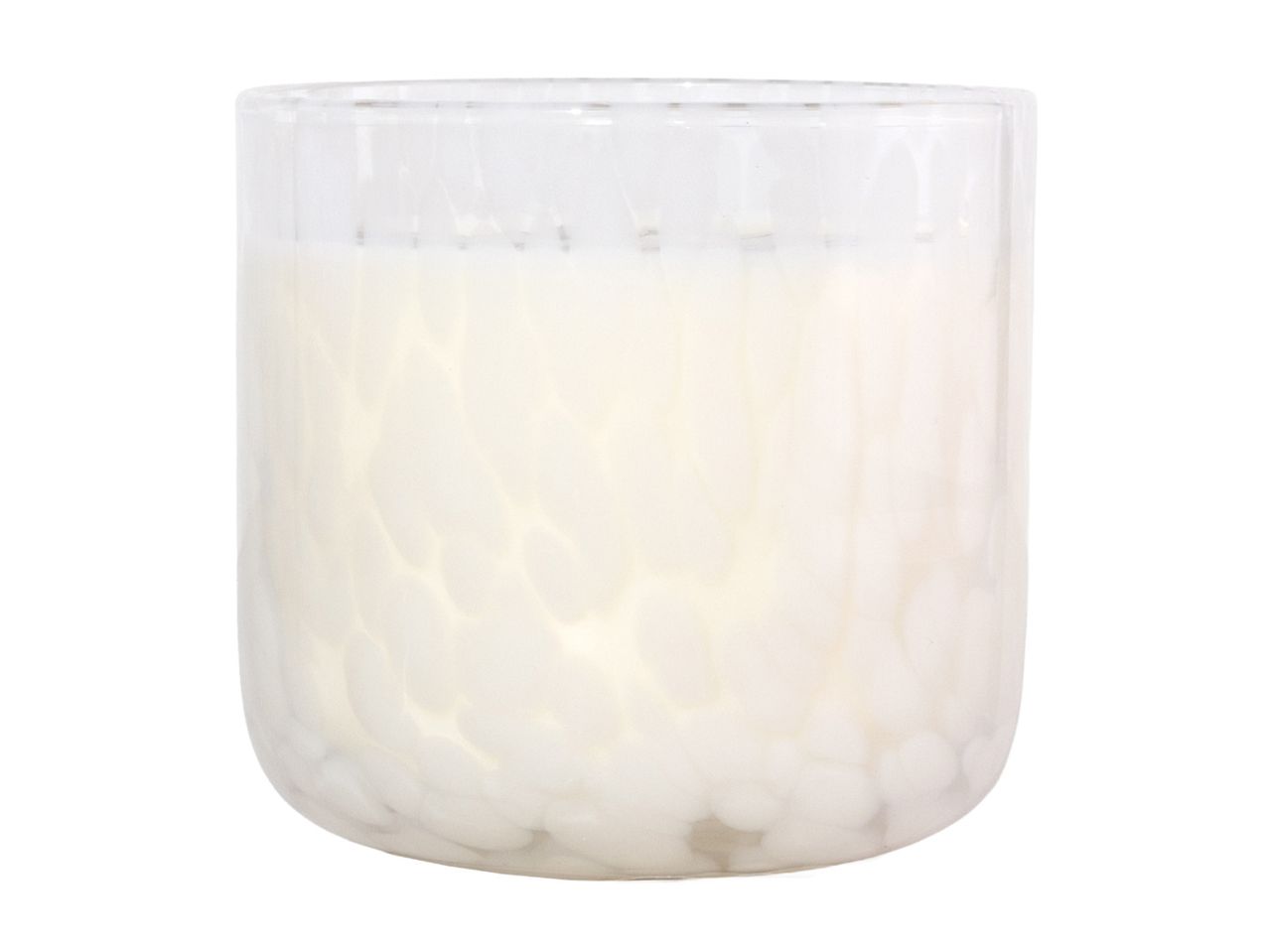 White scented candle in a decorative glass jar