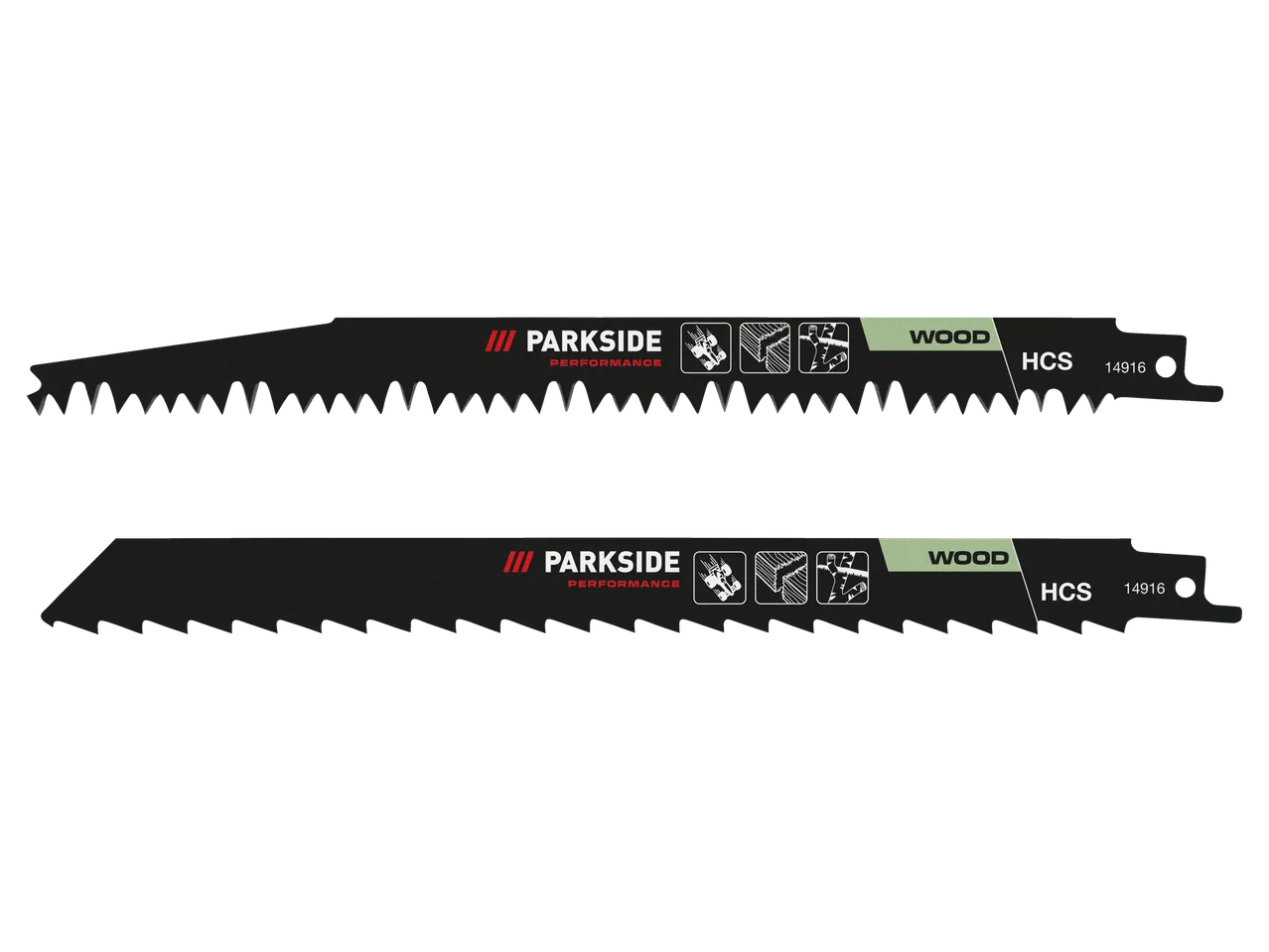 Parkside® Performance pjūklelių geležtės medienai, su dideliais ir mažais dantimis.