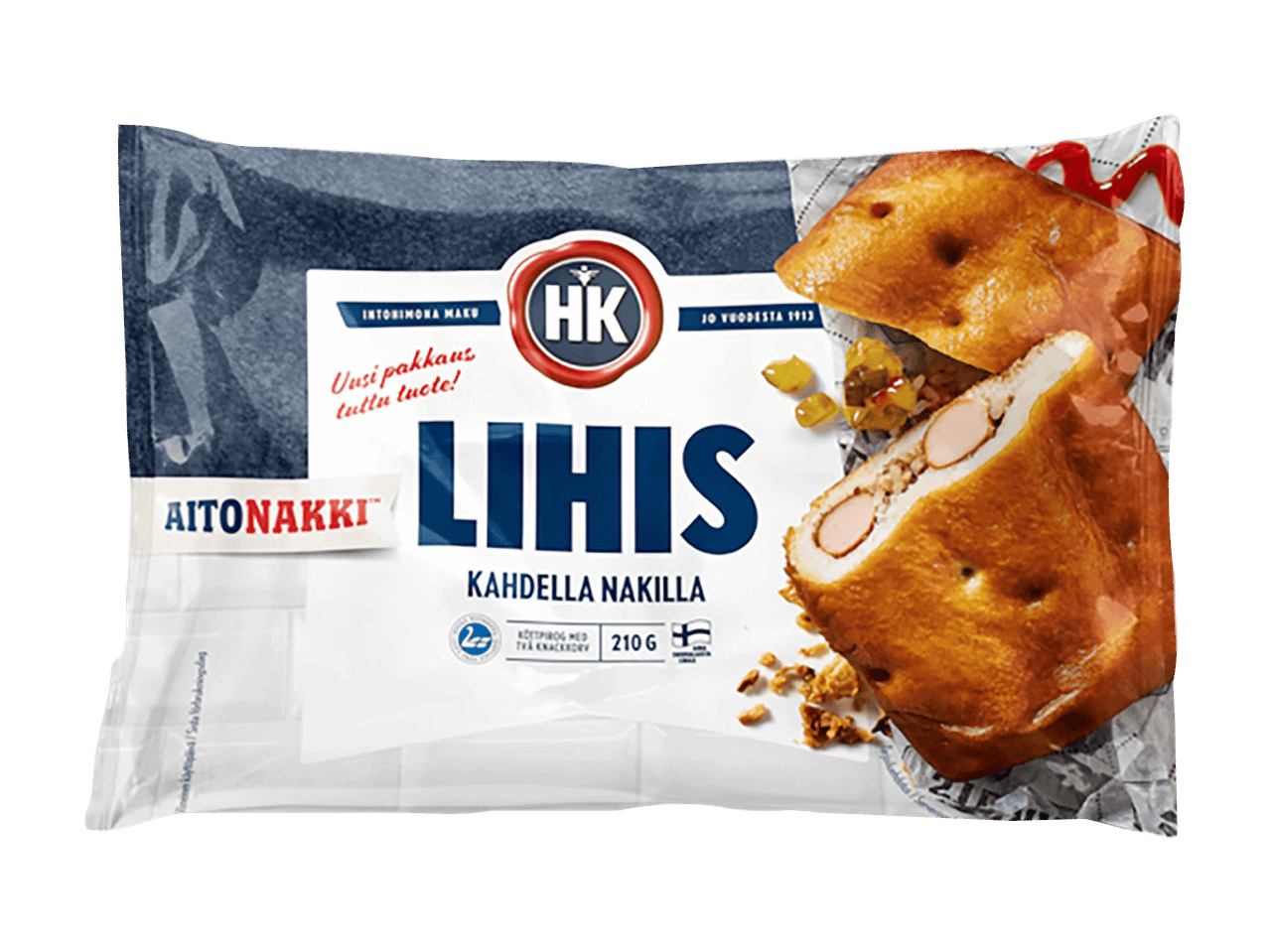 Lihapiirakka kahdella nakilla, pakkaus.