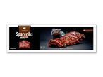 Emballage til spareribs med tekst 'SLOW COOKED' og 'KLAR TIL OVN ELLER GRILL'.