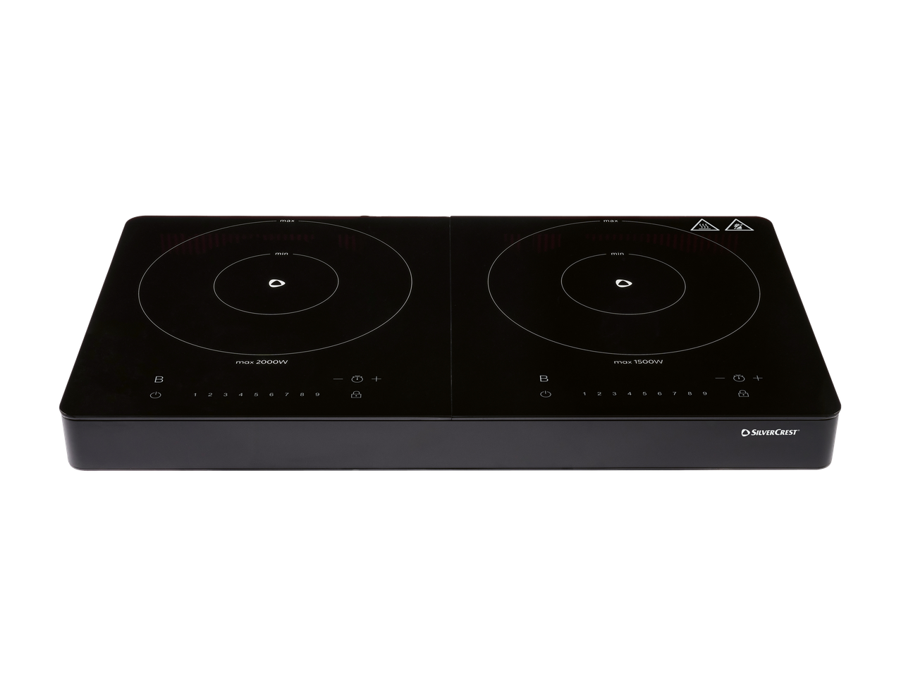 Silvercrest® dupla indukciona ploča za kuvanje sa zonama od 2000W i 1500W.