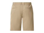 Back view of men's beige chino shorts with pockets and belt loops.