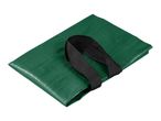 Folded green garden waste bag with black handles.