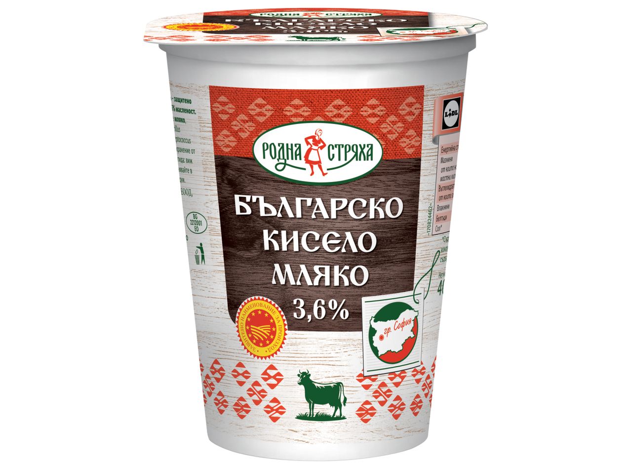 Българско кисело мляко, 3,6% масленост, 400 g/опаковка