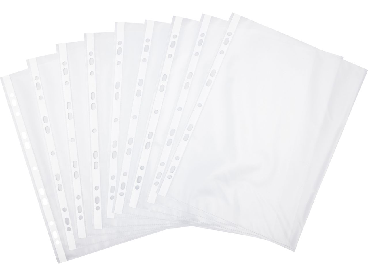 A stack of clear plastic sheet protectors.