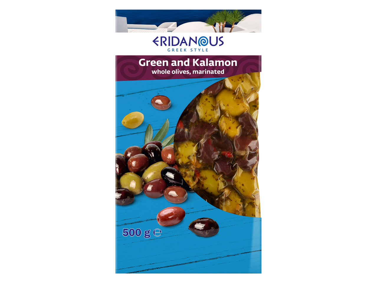 Marinuotos žaliosios ir Kalamatos alyvuogės, Eridanus, graikiškas stilius.