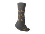 Grey sock featuring a pattern of cute croissants with angel wings and halos.