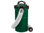 A green Parkside Chip & Dust Extractor with a white hose.