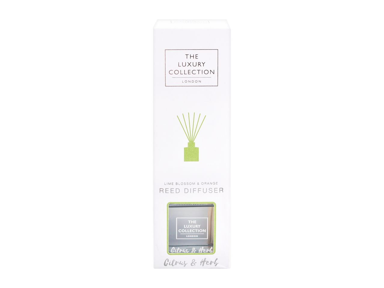 The Luxury Collection reed diffusers: Lime Blossom & Orange, Citrus & Herb.