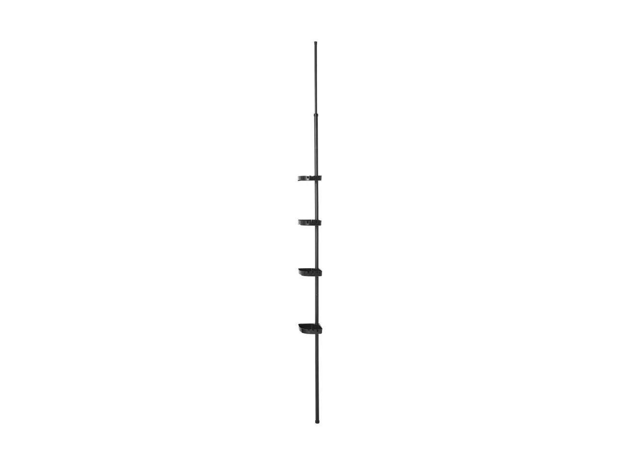 Shower caddy with four adjustable shelves, dark green.