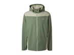 Men's green and beige hooded softshell jacket