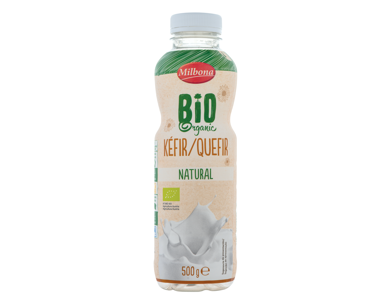Milbona Bio Organic Kefir/Quefir Natural, garrafa de 500g.