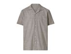 Men's short-sleeved casual shirt in a textured light brown fabric
