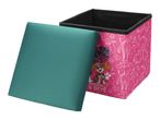 Pink storage box with Paw Patrol characters and a teal lid