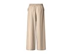 Back view of beige wide-leg trousers with an elasticated waist