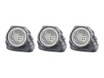 Three outdoor LED rock lights.