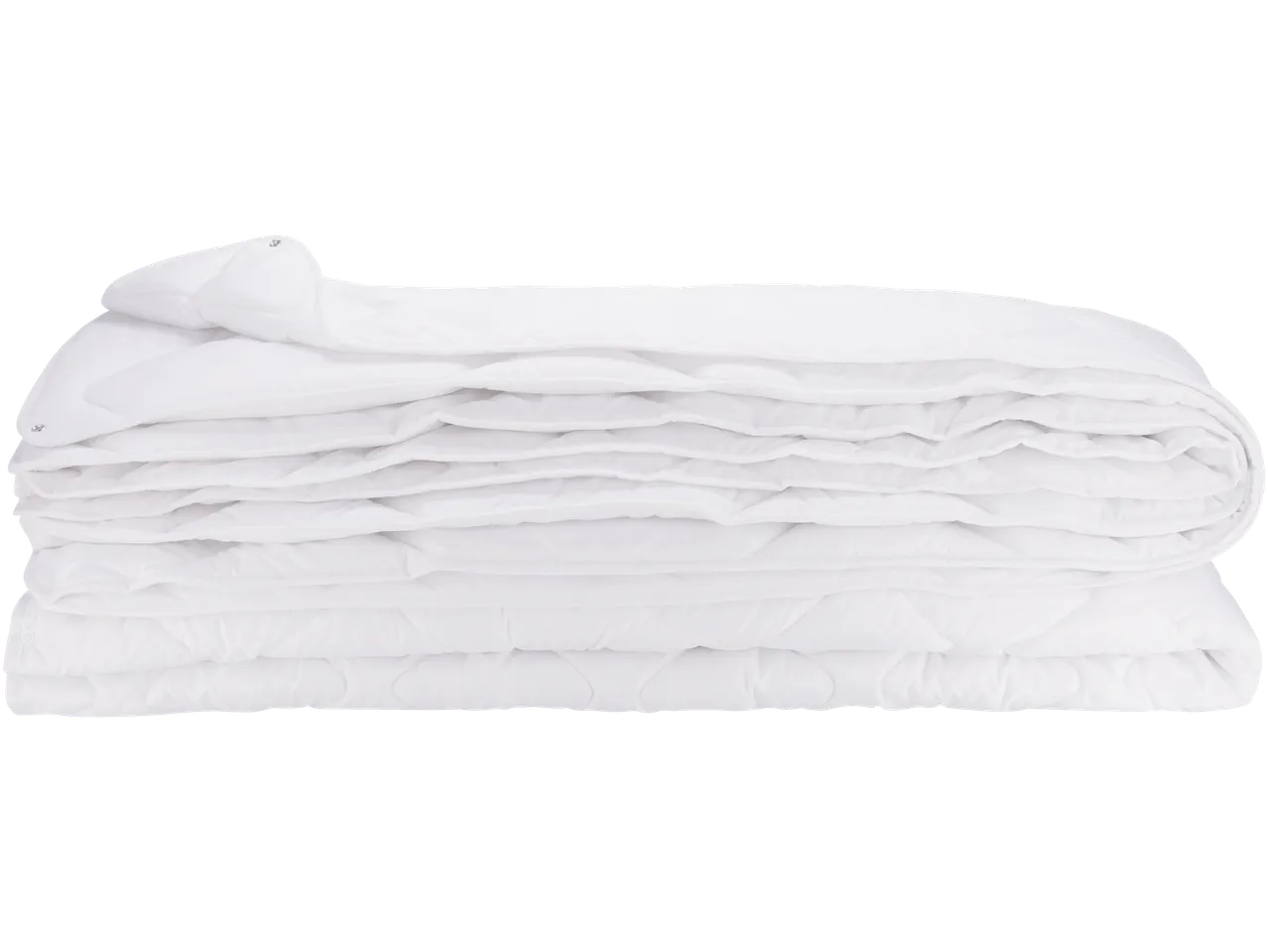 LIVARNO home 4 Seasons Duvet, a stack of white quilted duvets