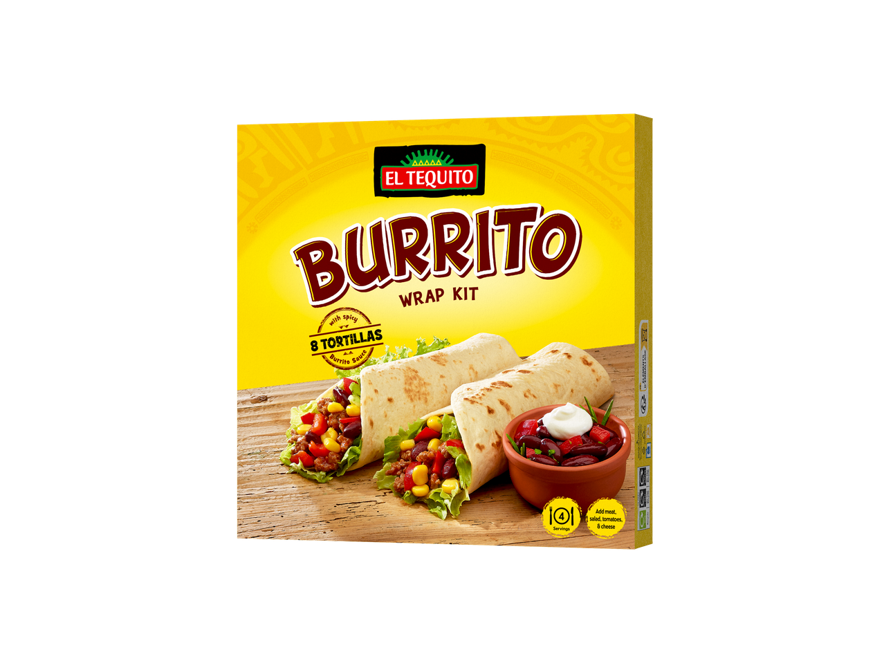 El Tequito burrito wrap kit: tortillas, meat and beans.