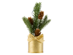 LIVARNO home mini jõulupuu käbide ja kuldse paelaga kuldses potis