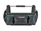 PARKSIDE® Tool Bag in black and green with a metal handle and multiple pockets.