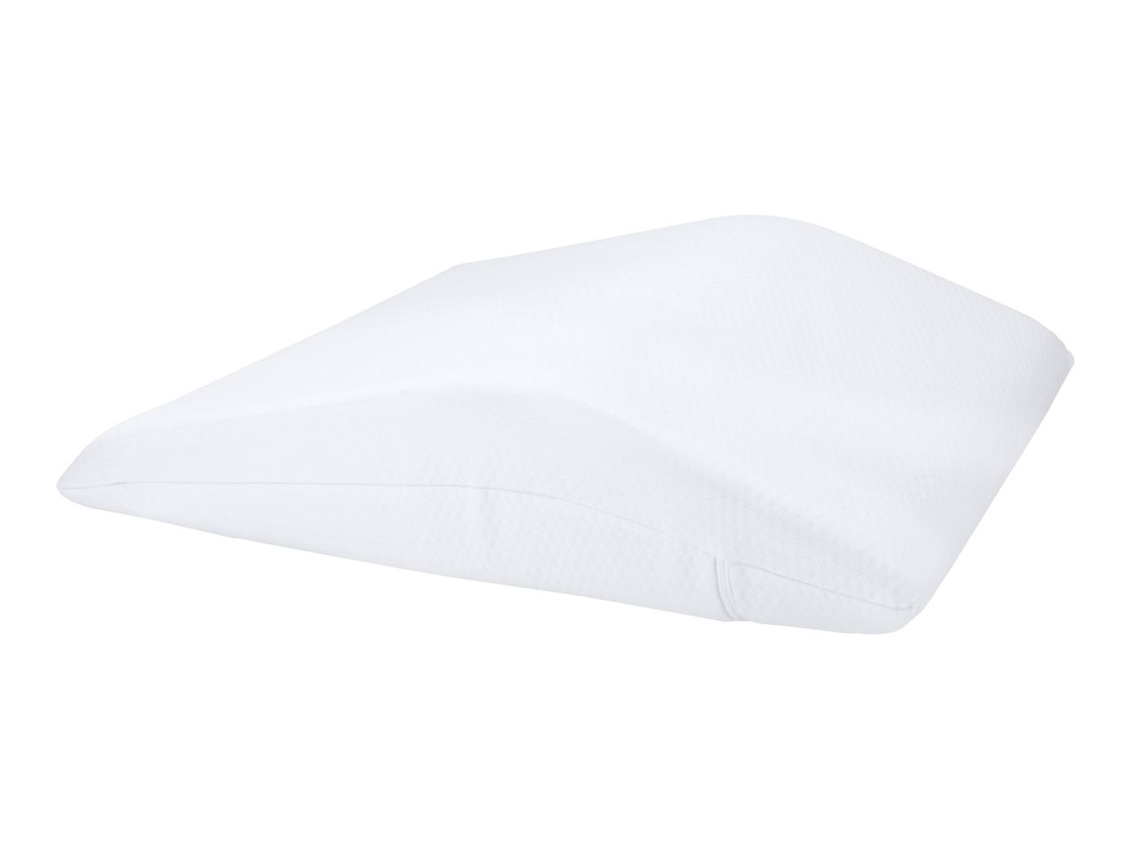 White ergonomic memory foam pillow with a textured surface