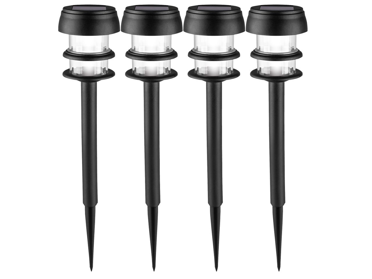 Комплект от 4 черни LED соларни лампи Livarno Home.