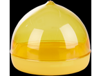 Recipiente de plástico amarelo transparente com tampa.
