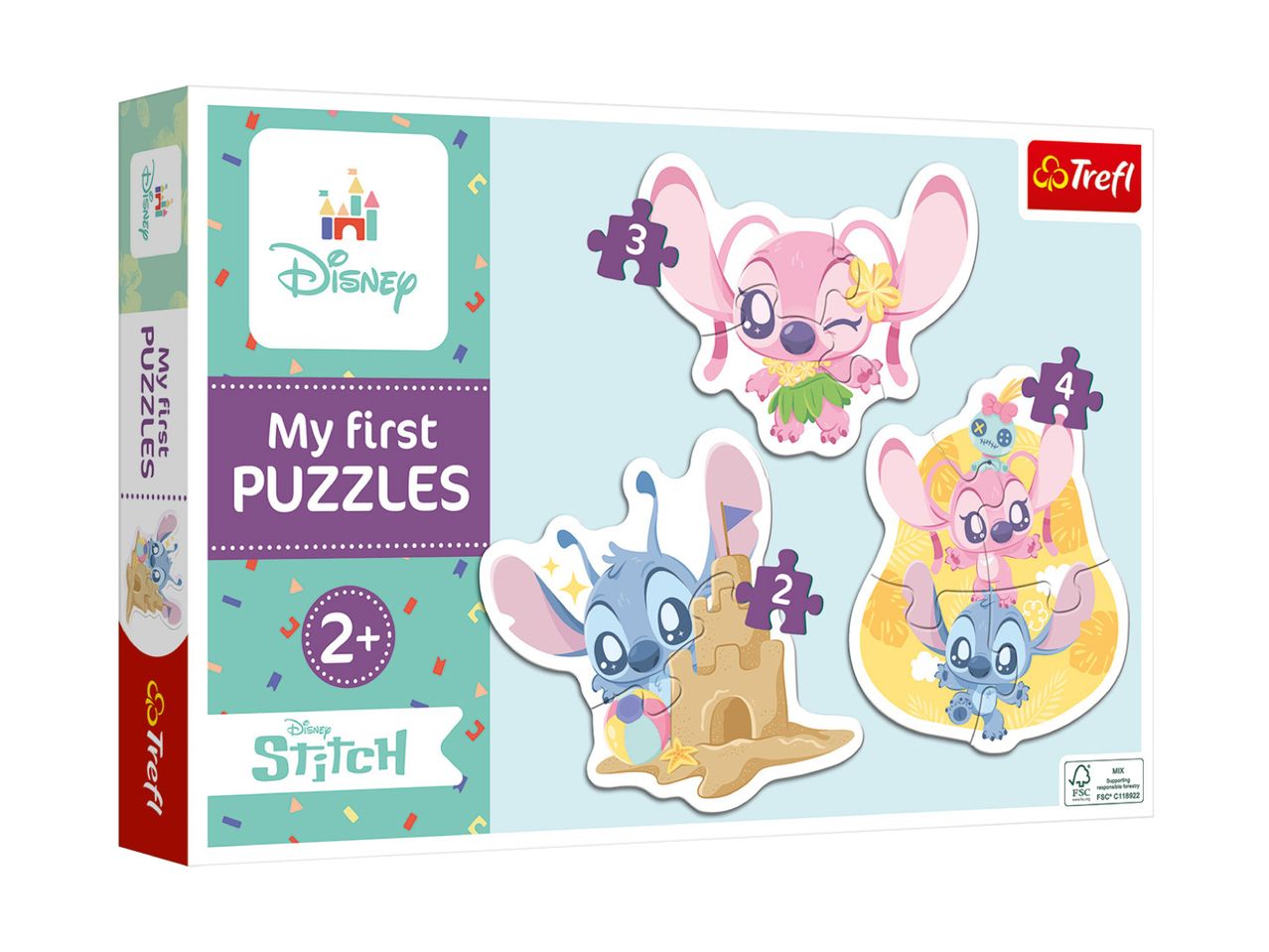 Disney Stitch puslespilssæt til børn med flere puslespil.