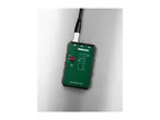 Cable tester master with BNC, RJ11, and RJ45 ports on a metallic surface.