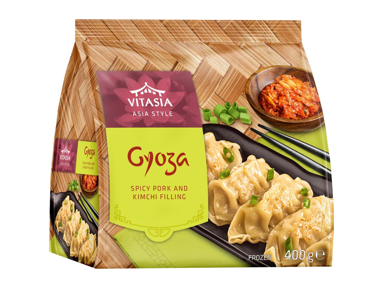 Frozen Gyoza with spicy pork and kimchi filling, 400g, Asia style.
