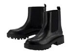 Pair of black leather Chelsea boots with lug soles