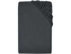 LIVARNO home Jersey Fitted Sheet in dark gray, folded neatly.