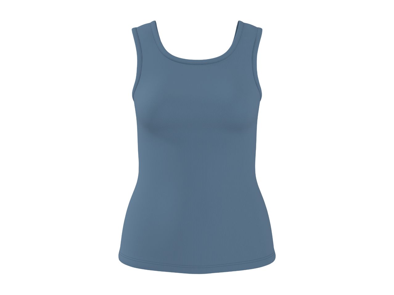 Blue ribbed tank top for women