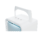 White portable cooler with integrated controls.