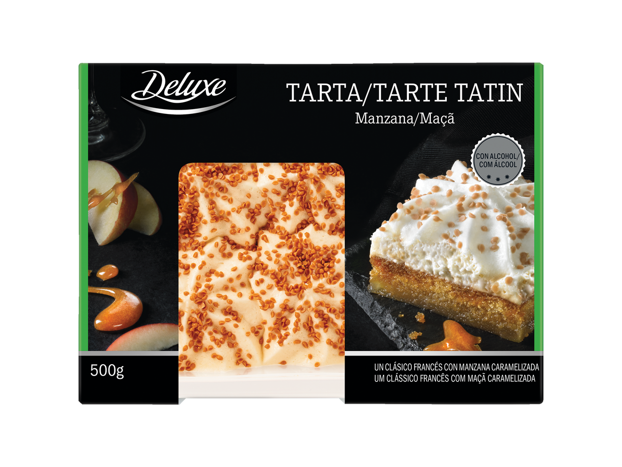Tarte Tatin Deluxe: sobremesa com maçãs caramelizadas, 500g.