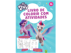Livro de colorir My Little Pony com atividades, labirintos e quebra-cabeças de imagens para maiores de 4 anos.