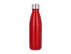 Red stainless steel insulated water bottle with a silver cap