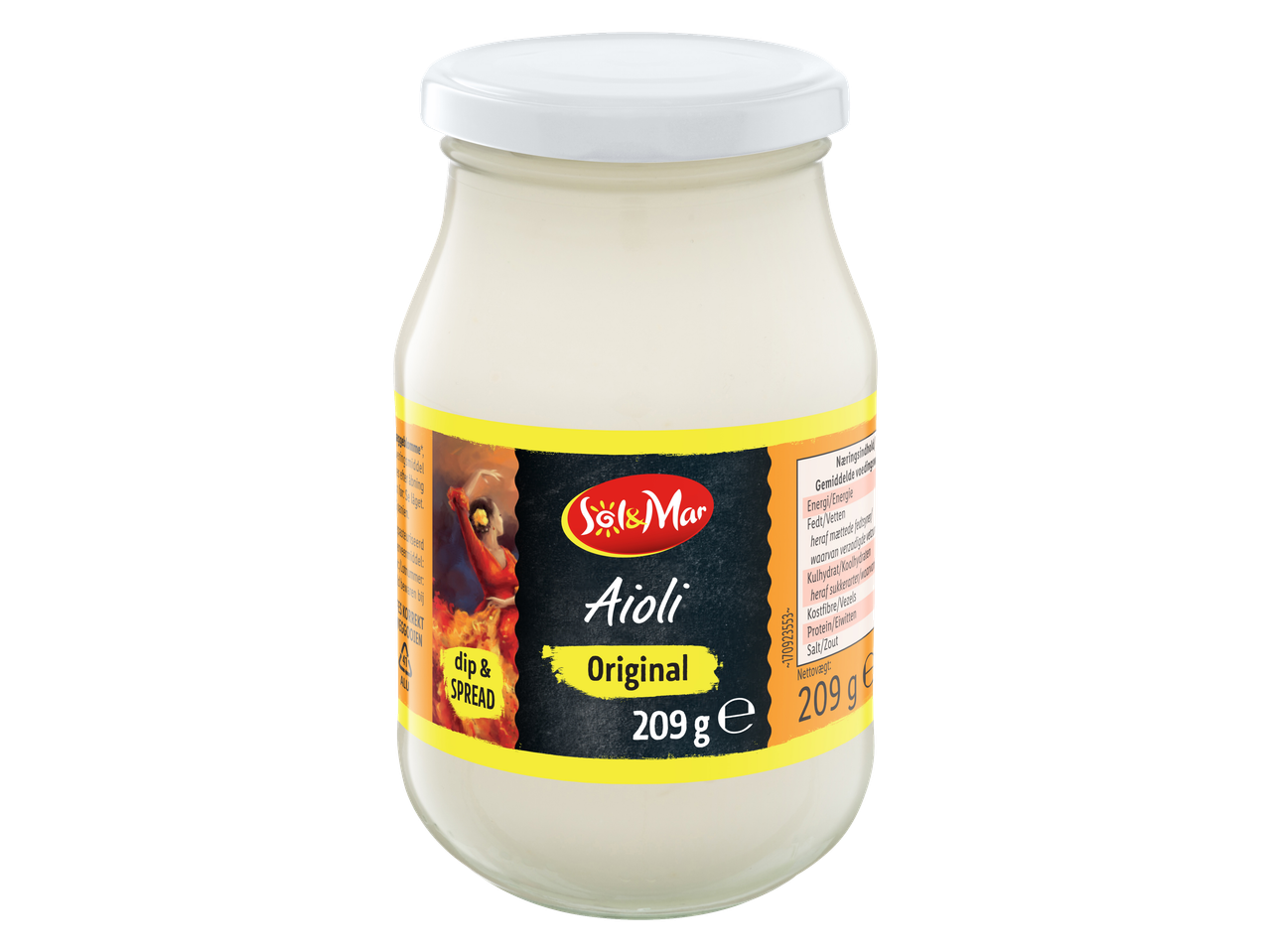 Sol&Mar Aioli Original dip & spread in een pot, 209 g.