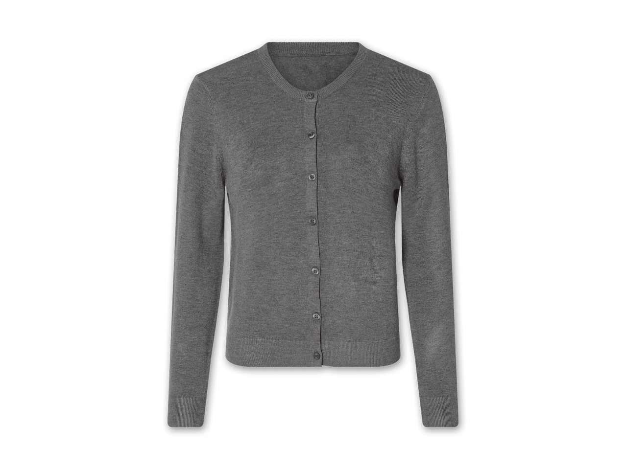 Ein grauer Cardigan mit Knöpfen.