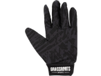 Black kids' football gloves with a subtle geometric pattern and 