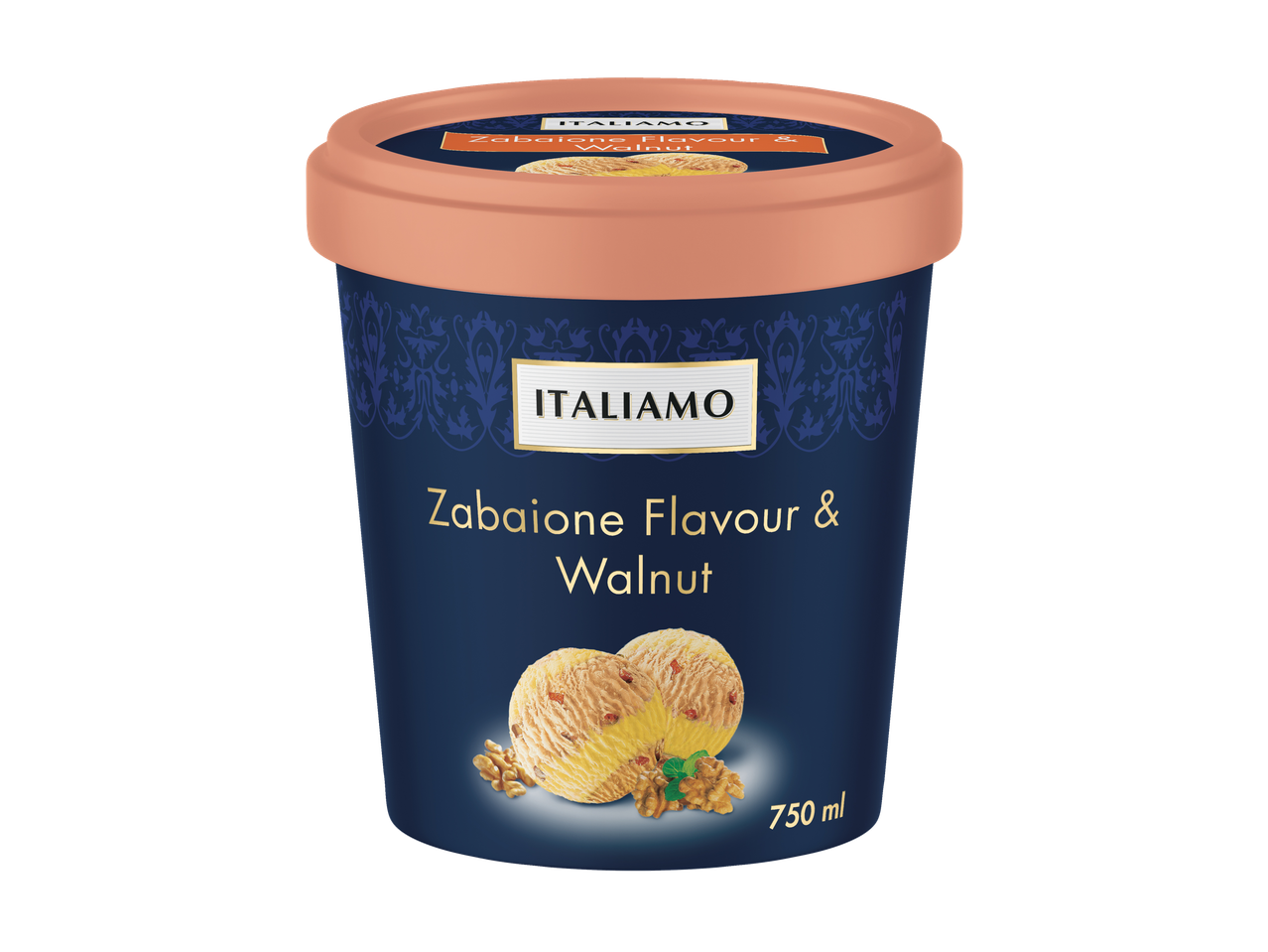 Gelado Italimo sabor Zabaione e nozes.