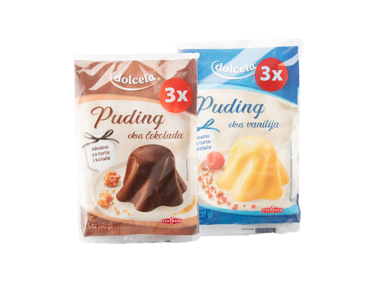 Dolcela puding u prahu, čokolada i vanilija, pakiranje 3x.
