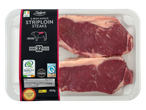 Pack of two Irish Angus striploin steaks, matured for 32 days, 454g.