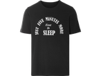 Melns t-krekls ar tekstu 'Just five minutes more time to sleep'.