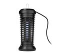 Black electric insect killer with blue light tubes and a power cord.