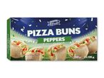 Pizza Buns med peberfrugt i en pakke, der ligner en fodboldstadion.