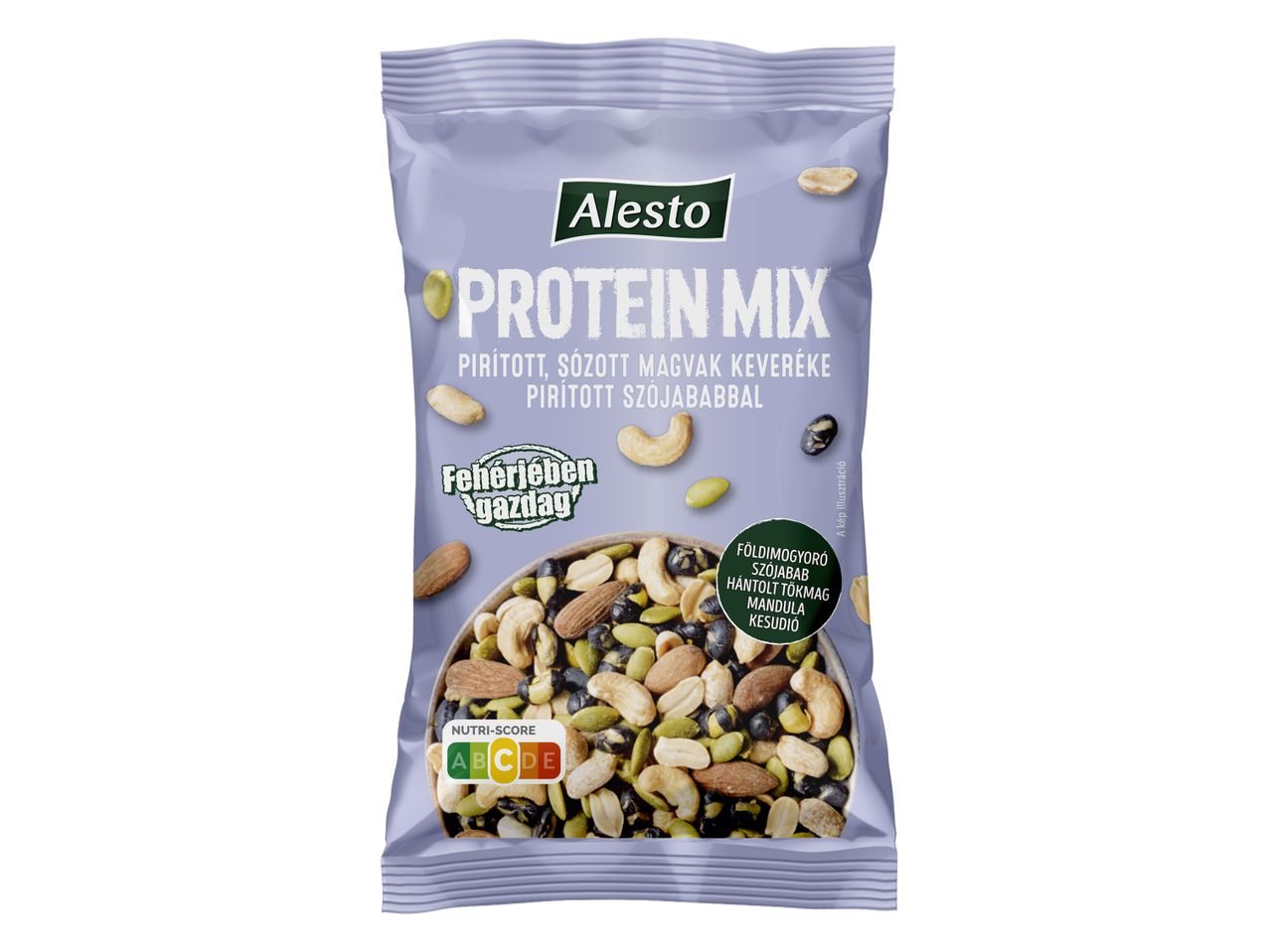 Alesto protein keverék: földimogyoró, mandula, tökmag és szója.