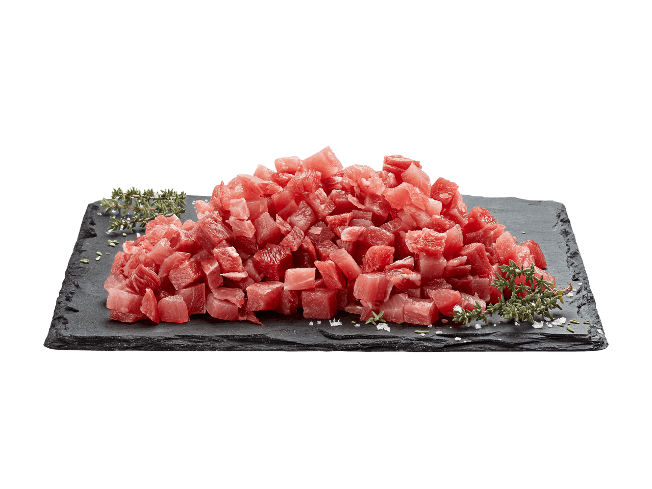 Due confezioni di pancetta a dadini (2x70g) con marchio di qualità svizzero.